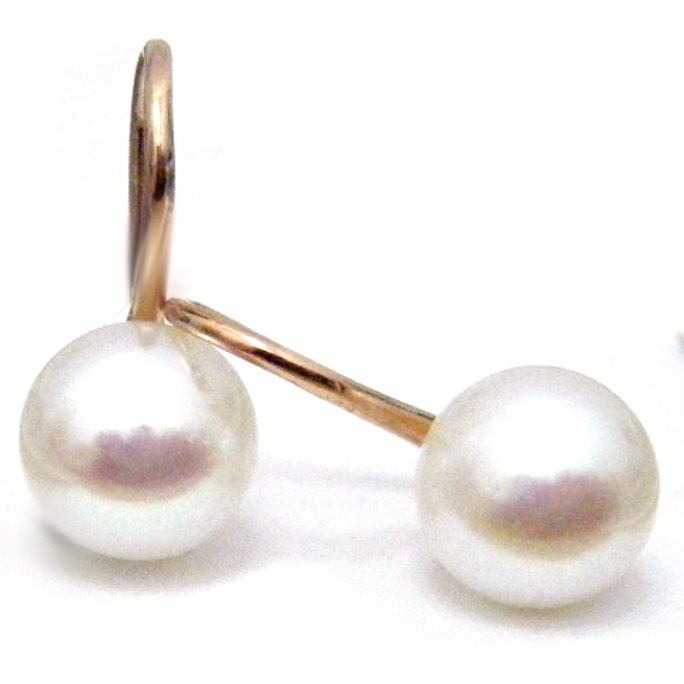 White 8mm Button Pearls Earrings